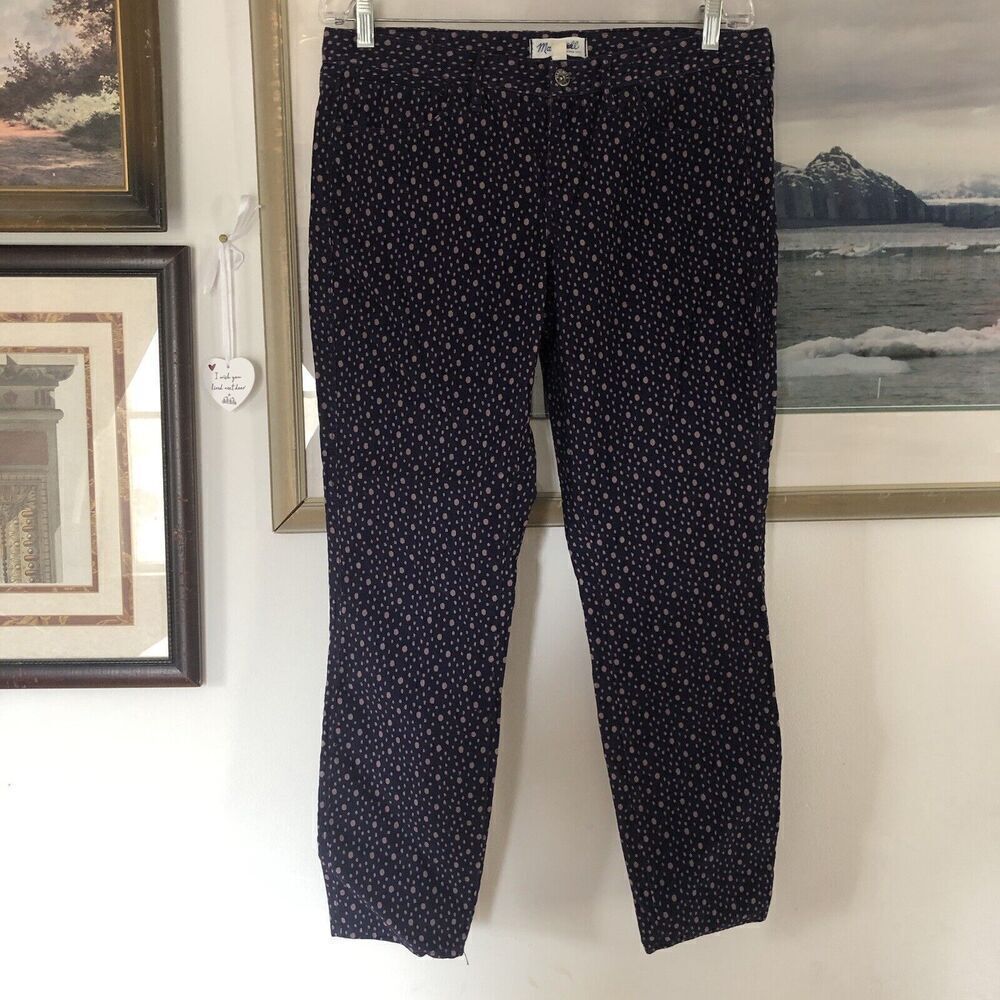 Madewell Blue Polka Dot Spot Skinny Corduroy Pants Sz 31 A2518